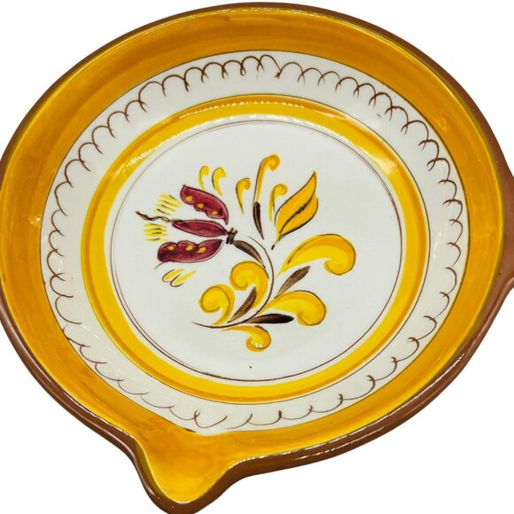 Stangl Pottery Provincial Rose Open Skillet 9 inch Pour Spout Redware - Picture 2 of 6